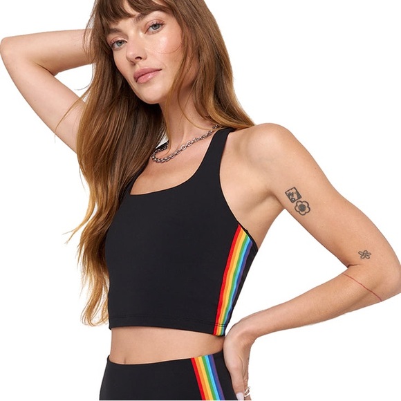NWT Spiritual Gangster Black Rainbow Shakti Crop Bra Tank in Medium/Retail $78 - Picture 1 of 3